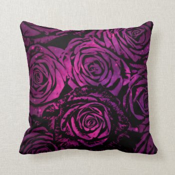 Hot Pink Celestial Floral Roses Throw Pillow by lisaguenraymondesign at Zazzle