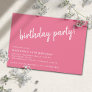 Hot Pink Cerise Cute Casual Any Age Birthday Party Invitation