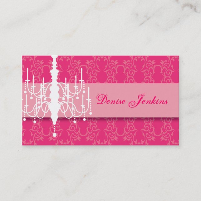 Hot Pink Chandelier Biz Card (Front)