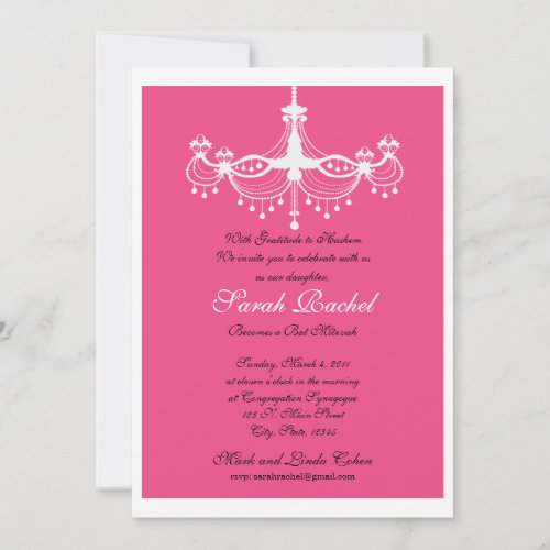 Hot Pink Chandelier Invitation