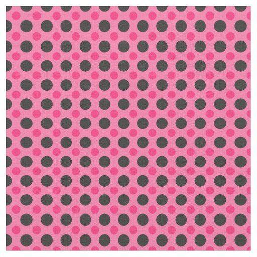 Hot pink, charcoal and rosy pink dots fabric