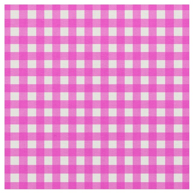 Hot Pink Checked Gingham for Home Canning Lids Fabric (Close Up)