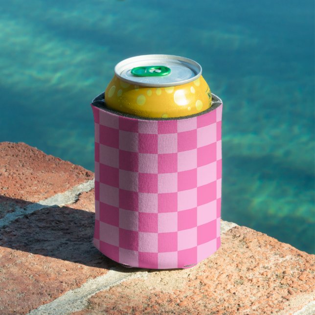 Hot Pink Checkerboard Can Cooler (In Situ Pool)