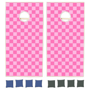 Hot Pink Checkerboard Cornhole Set