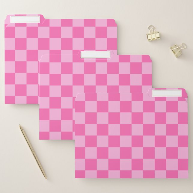 Hot Pink Checkerboard File Folder (Set)