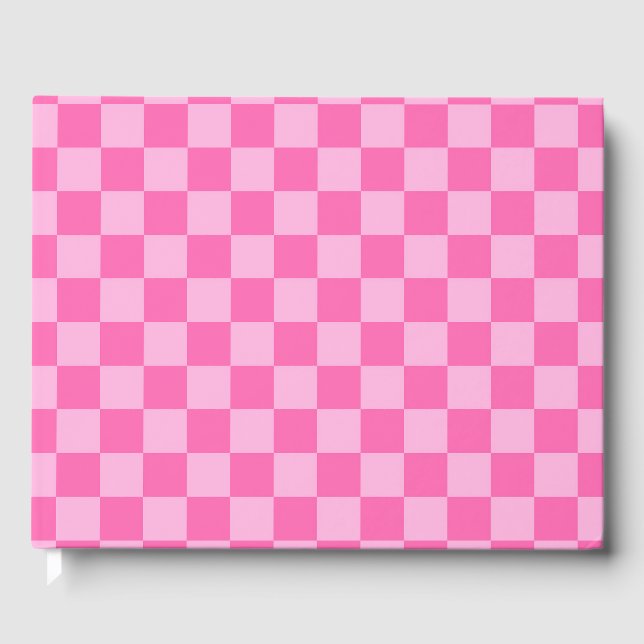 Hot Pink Checkerboard Guest Book (Front)