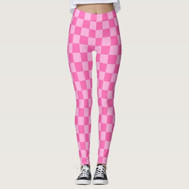 Hot Pink Checkerboard Leggings (Front)