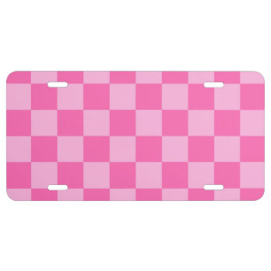 Hot Pink Checkerboard License Plate