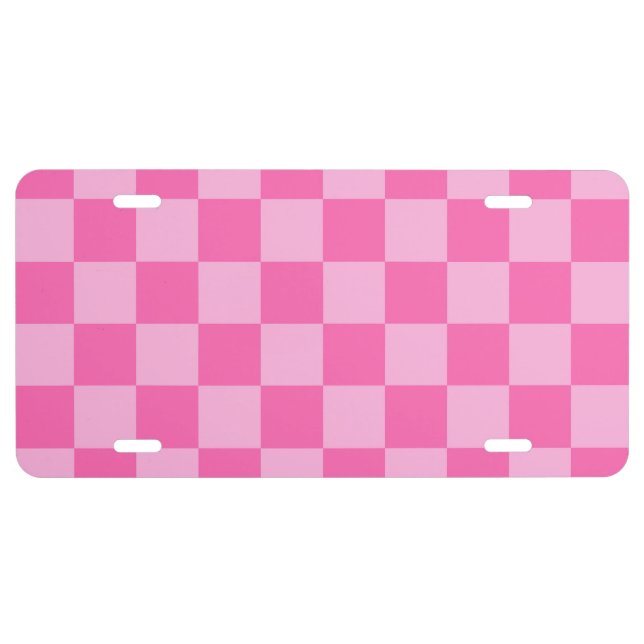 Hot Pink Checkerboard License Plate (Front)