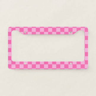 Hot Pink Checkerboard License Plate Frame