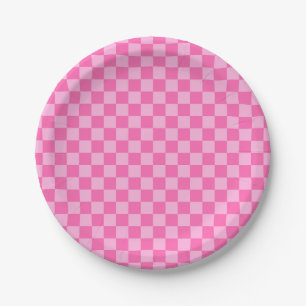 Hot Pink Checkerboard Paper Plates