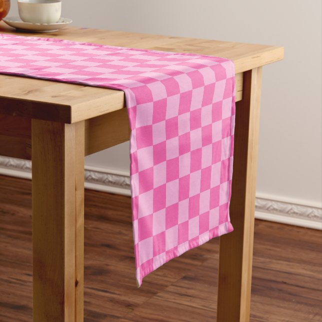 Hot Pink Checkerboard Short Table Runner (In Situ)