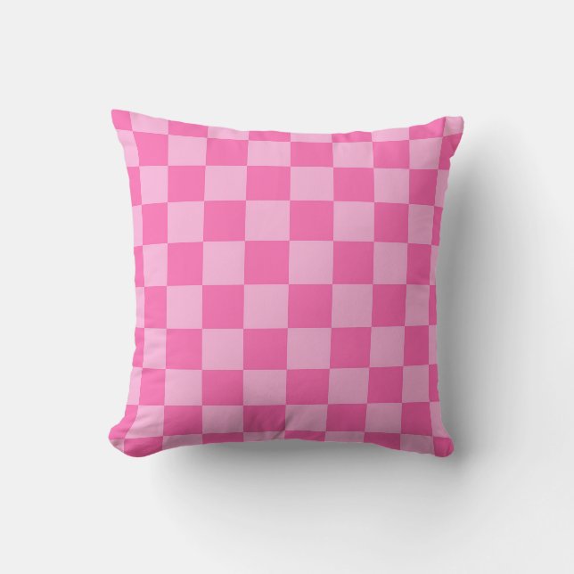 Hot Pink Checkerboard Throw Pillow (Front)
