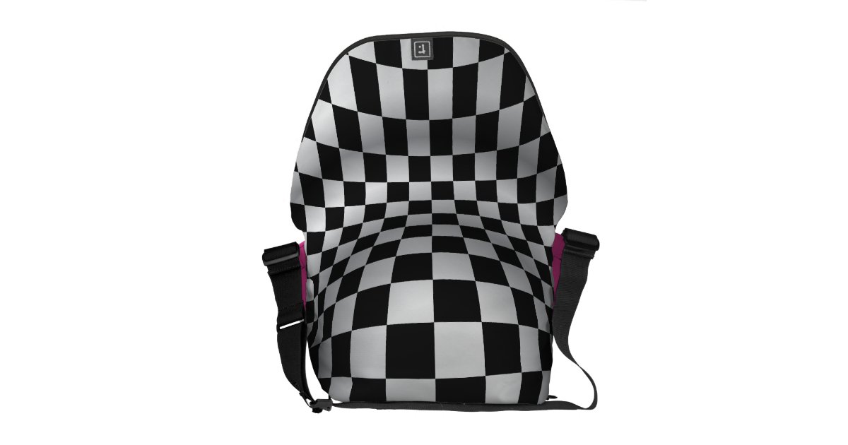 Hot Pink Checkered Flag Racing Courier Bag Zazzle