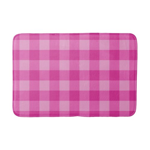 Hot Pink Checkered Squares Plaid Pinks Bath Mat