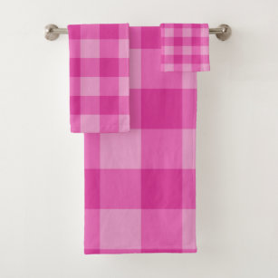 WELLDAY Pink Buffalo Plaid Bath Towels Soft Absorbent Bath Towels Bath  Towel Set of 3 for Home Hotel Bathroom Decor
