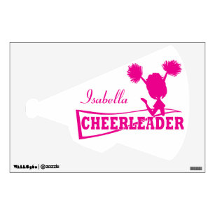 Hot Pink Cheerleader Girl   Personalize Wall Decal