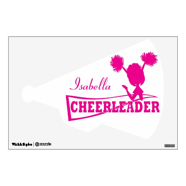 Hot Pink Cheerleader Girl | Personalize Wall Decal (Front)