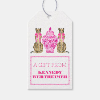 Hot Pink Cheetah Chinoserie Gift Tag