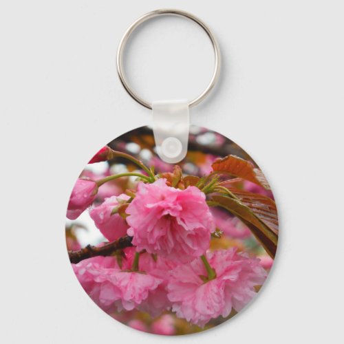 Hot Pink Cherry Blossom Flowers Keychain