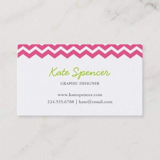 Customizable Hot Pink Chevron and Polka Dot Business Card Template