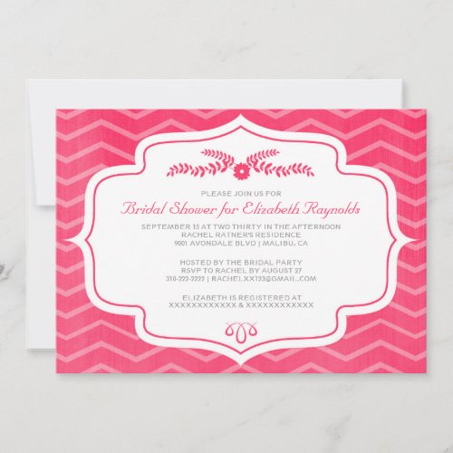 Hot Pink Chevron Bridal Shower Invitations