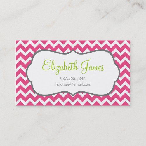 Hot Pink Chevron Business Card Template