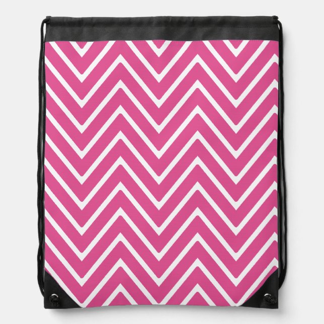 Hot Pink Chevron Pattern 2 Drawstring Bag (Front)