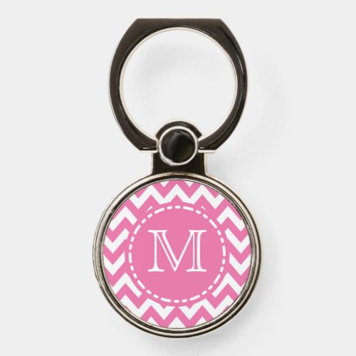 Hot Pink Chevron Pattern _ Monogrammed  Phone Ring Stand