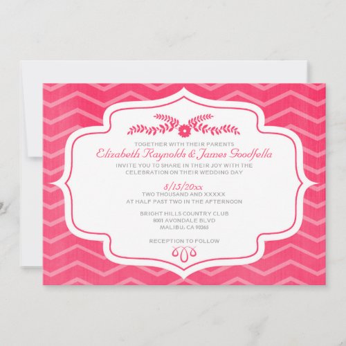 Hot Pink Chevron Wedding Invitations