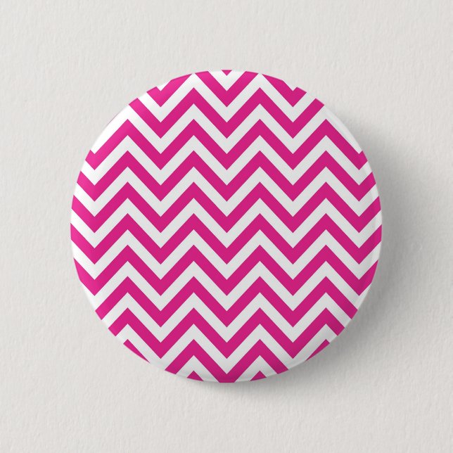 Hot Pink Chevron zigzag Pattern Button (Front)