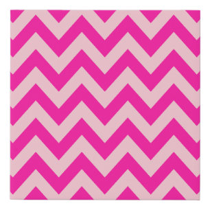 Hot Pink Chevron Zigzag Pattern Faux Canvas Print