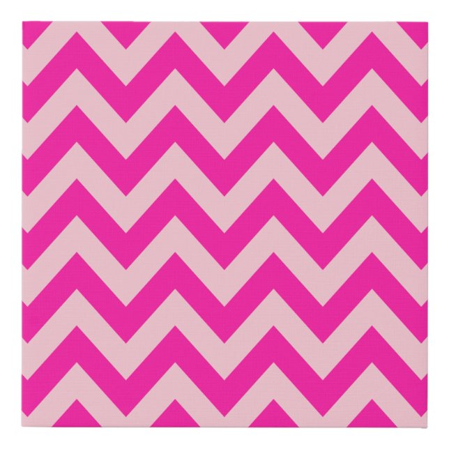 Hot Pink Chevron Zigzag Pattern Faux Canvas Print (Front)