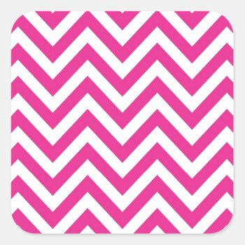 Hot Pink Chevron Zigzag Pattern Square Sticker by ZigZag_ at Zazzle