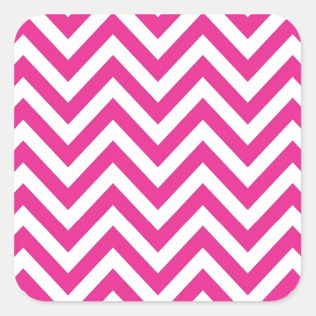 Hot Pink Chevron Zigzag Pattern Square Sticker