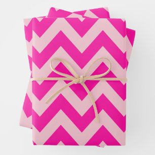 Hot Pink Chevron Zigzag Pattern Wrapping Paper Sheets