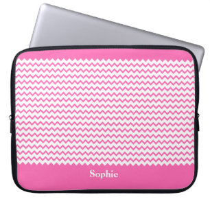 Hot Pink Chevrons Zig Zag Girly Neoprene Sleeve 15