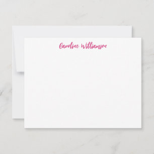 Hot Pink Chic Handwriting Personalized Stationery Note Card