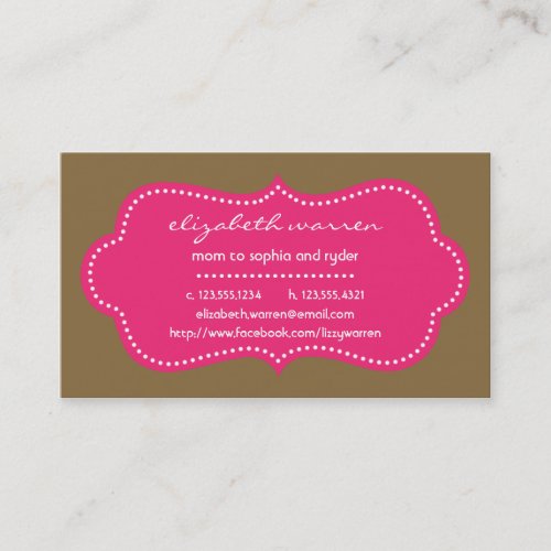 Hot Pink Chic Moderna Mommy Calling Card Business Card