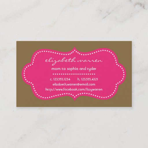 Customizable Hot Pink Chic Moderna Mommy Calling Card Business Card