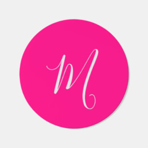 hot pink- chic monogram classic round sticker