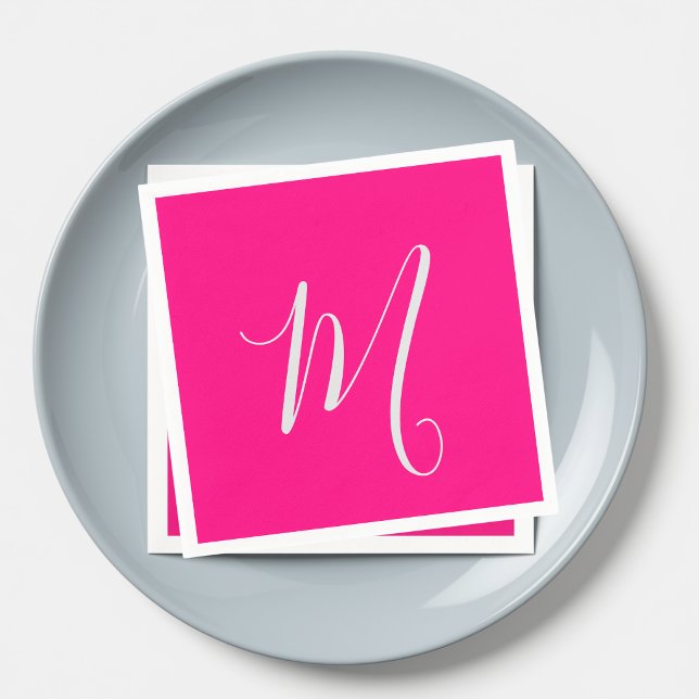 hot pink- chic monogram  napkins (Creator Uploaded)