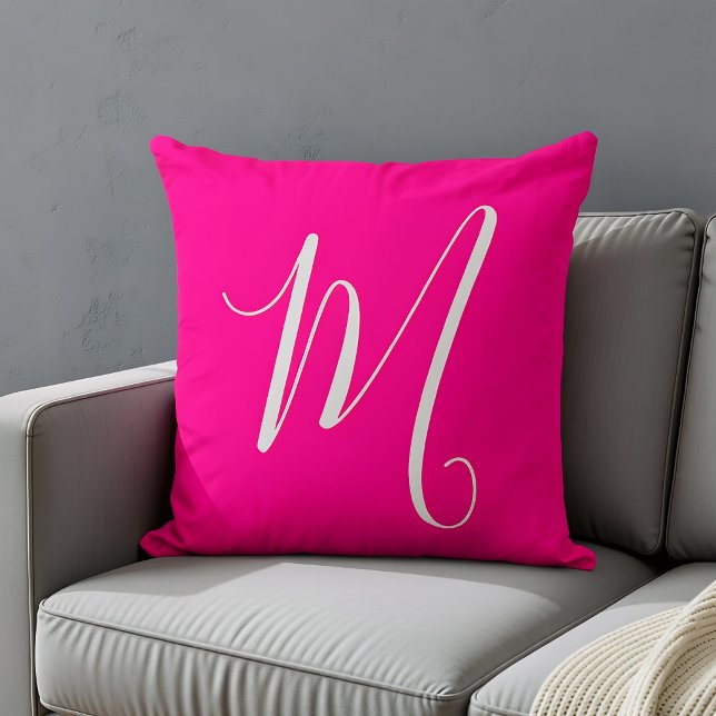 hot pink- chic monogram  throw pillow (Creator Uploaded)
