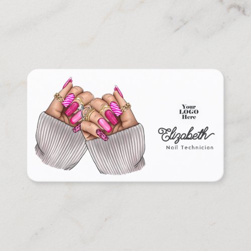 Hot_Pink Chic Nail Salon Design Business Card