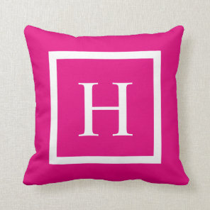 Hot Pink Chic Square | Monogram Throw Pillow