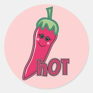 Hot Pink Chili Pepper Classic Round Sticker