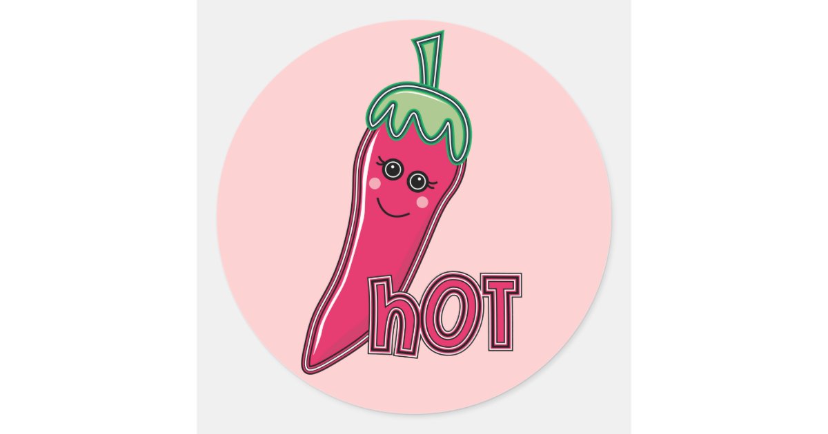 Hot Pink Chili Pepper Classic Round Sticker | Zazzle