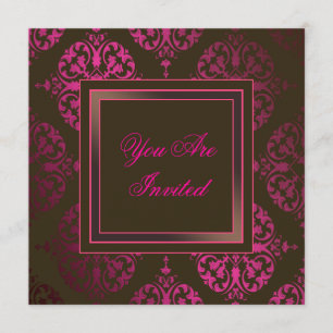Hot Pink Chocolate Brown & Pink Party Invitation