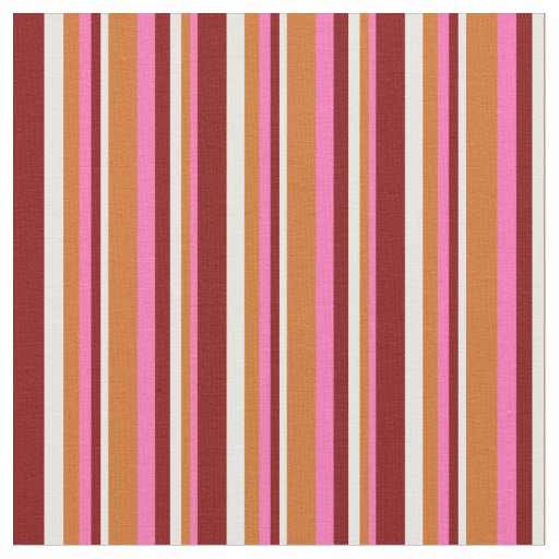 Hot Pink, Chocolate, Mint Cream & Maroon Lines Fabric
