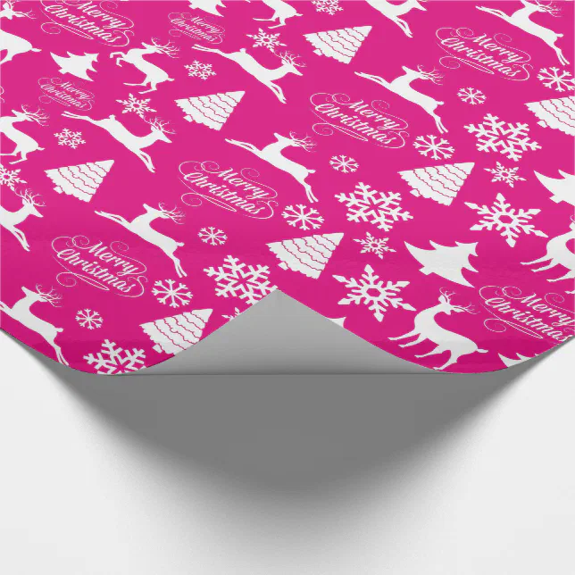 Hot Pink Christmas Holiday Wrapping Paper Zazzle
